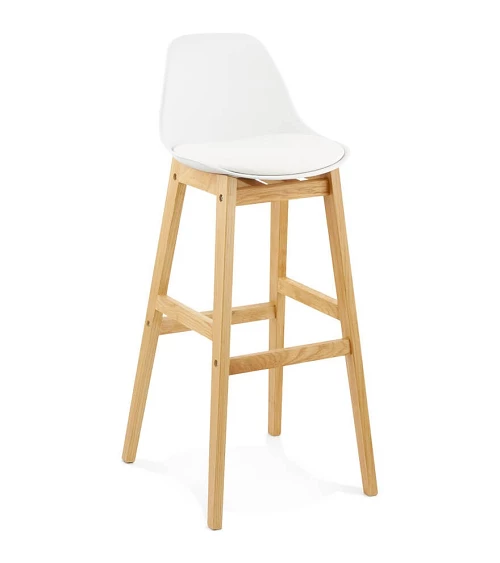 Tabouret de bar bois de Chêne ELODY Polypro Blanc