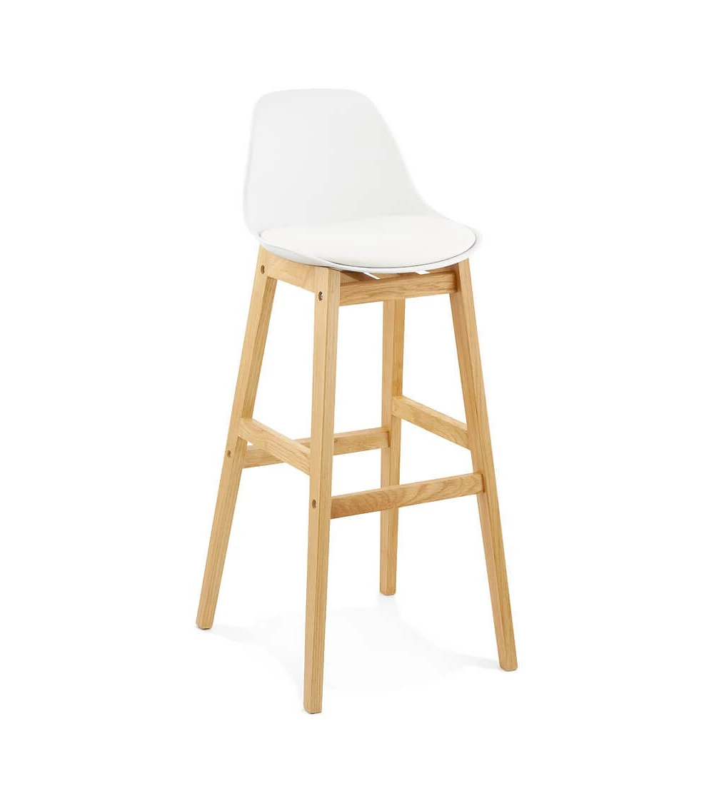 Tabouret de bar bois de Chêne ELODY Polypro Blanc