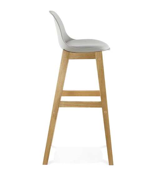 Tabouret de bar bois de Chêne ELODY Polypro Gris