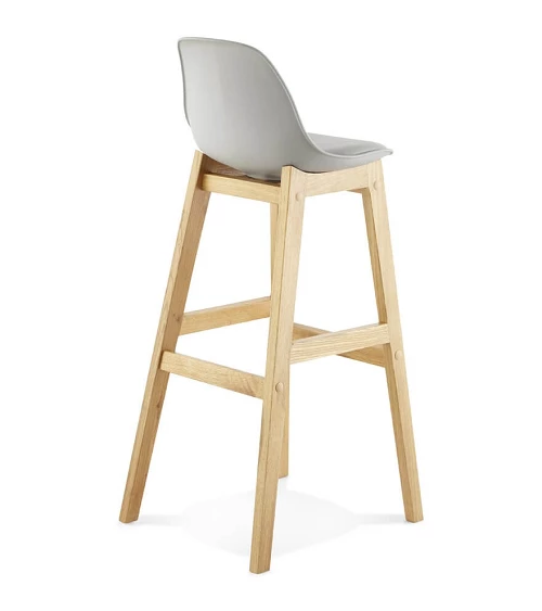 Tabouret de bar bois de Chêne ELODY Polypro Gris