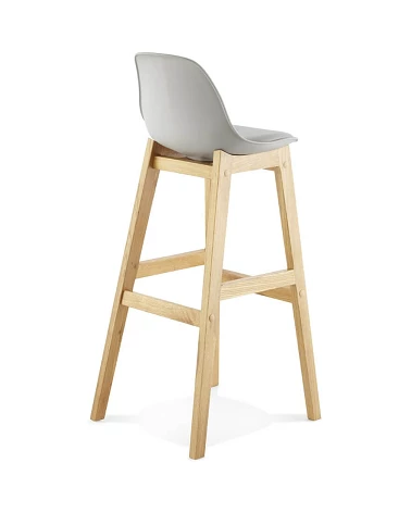 Tabouret de bar bois de Chêne ELODY Polypro Gris