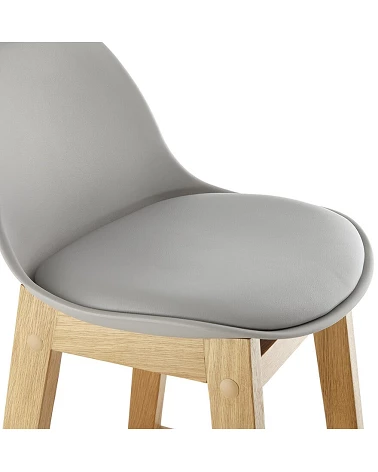 Tabouret de bar bois de Chêne ELODY Polypro Gris