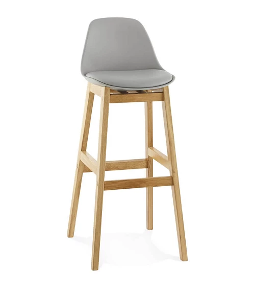 Tabouret de bar bois de Chêne ELODY Polypro Gris