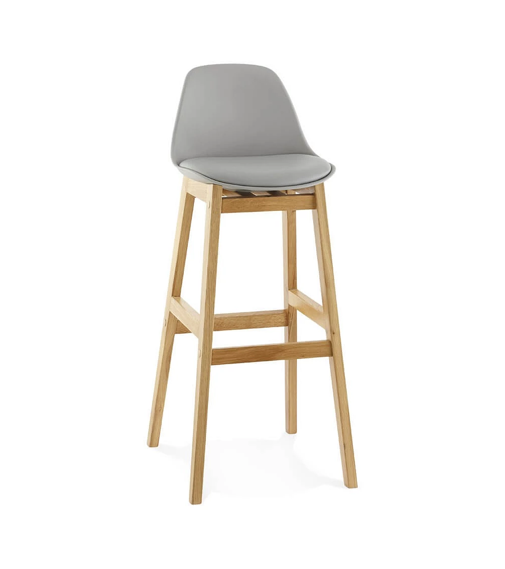 Tabouret de bar bois de Chêne ELODY Polypro Gris