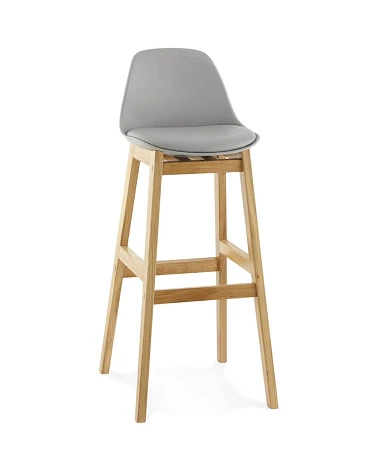 Tabouret de bar bois de Chêne ELODY Polypro Gris