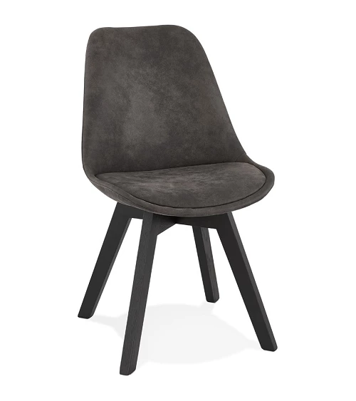 Chaise design scandinave bois Noir SOME microfibre Gris Foncé