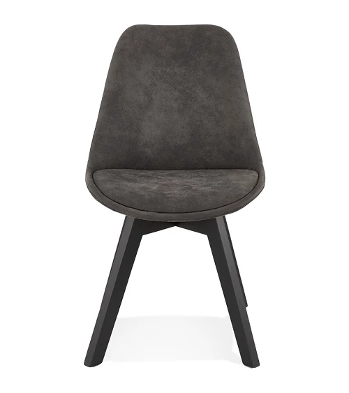 Chaise design scandinave bois Noir SOME microfibre Gris Foncé