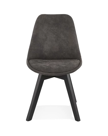 Chaise design scandinave bois Noir SOME microfibre Gris Foncé