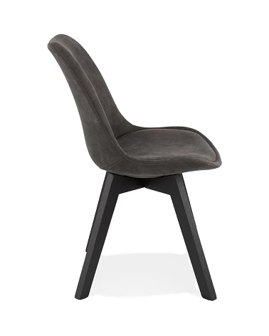 Chaise design scandinave bois Noir SOME microfibre Gris Foncé