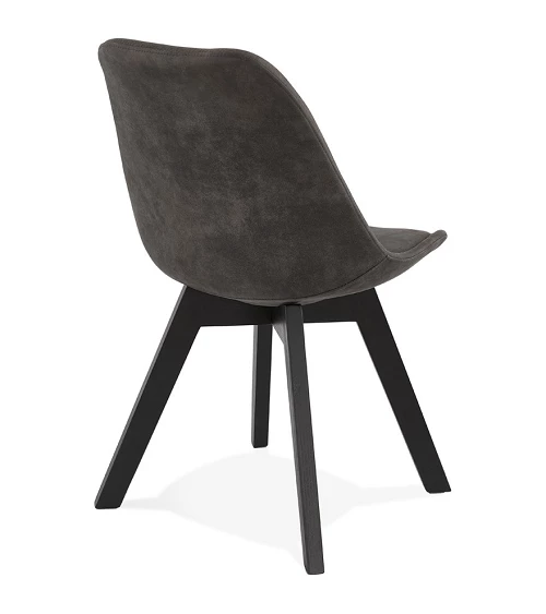 Chaise design scandinave bois Noir SOME microfibre Gris Foncé