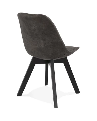 Chaise design scandinave bois Noir SOME microfibre Gris Foncé