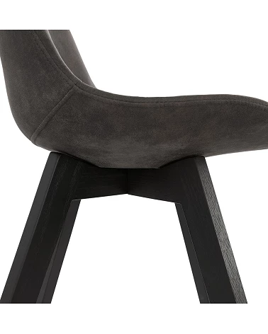 Chaise design scandinave bois Noir SOME microfibre Gris Foncé