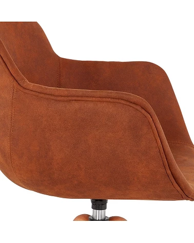 Chaise design bois CHARLES Microfibre Marron