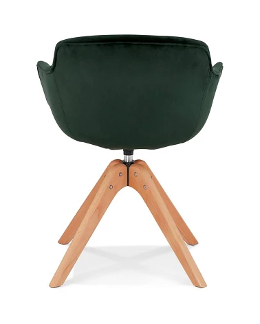 Chaise design bois MARINE Velours Vert