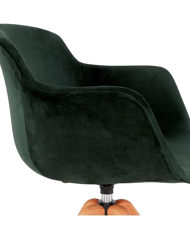 Chaise design bois MARINE Velours Vert