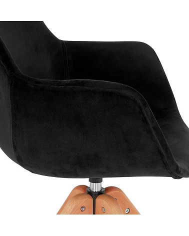 Chaise design bois MARNIE Velours Noir