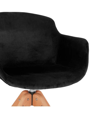 Chaise design bois MARNIE Velours Noir