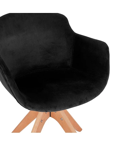 Chaise design bois MARNIE Velours Noir