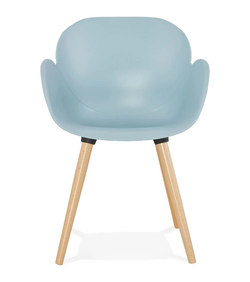 Chaise design SITIWEL Bois Hetre et poly Bleu