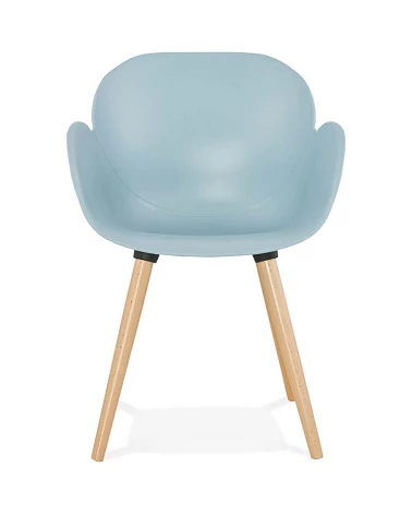 Chaise design SITIWEL Bois Hetre et poly Bleu