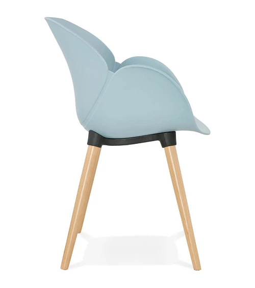 Chaise design SITIWEL Bois Hetre et poly Bleu