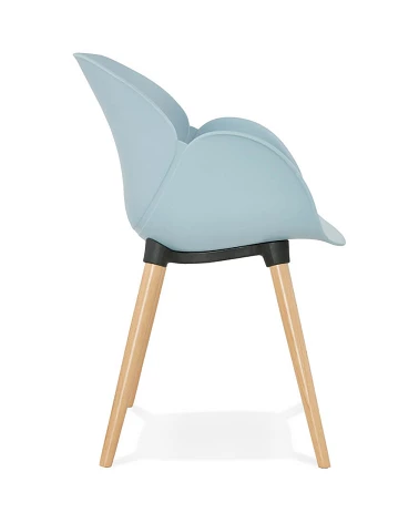 Chaise design SITIWEL Bois Hetre et poly Bleu