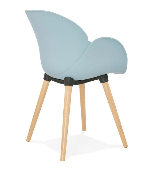 Chaise design SITIWEL Bois Hetre et poly Bleu