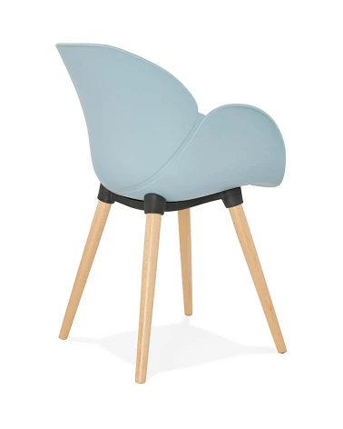 Chaise design SITIWEL Bois Hetre et poly Bleu