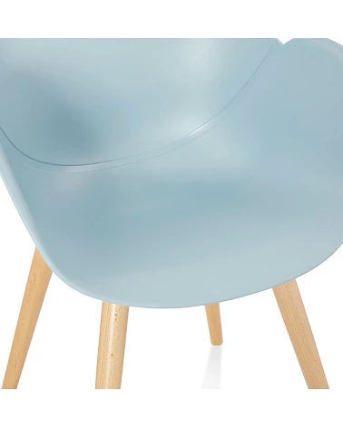 Chaise design SITIWEL Bois Hetre et poly Bleu