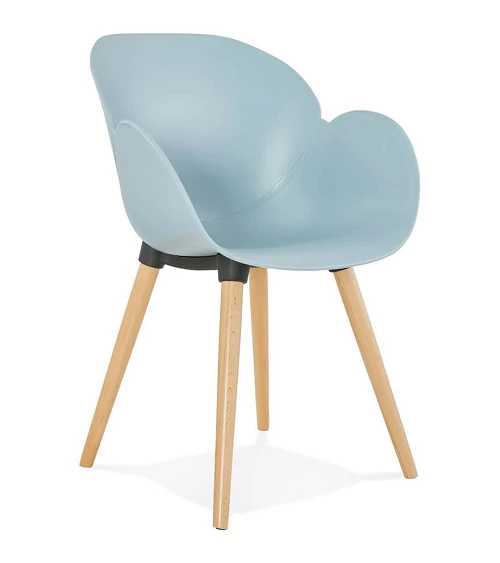 Chaise design SITIWEL Bois Hetre et poly Bleu