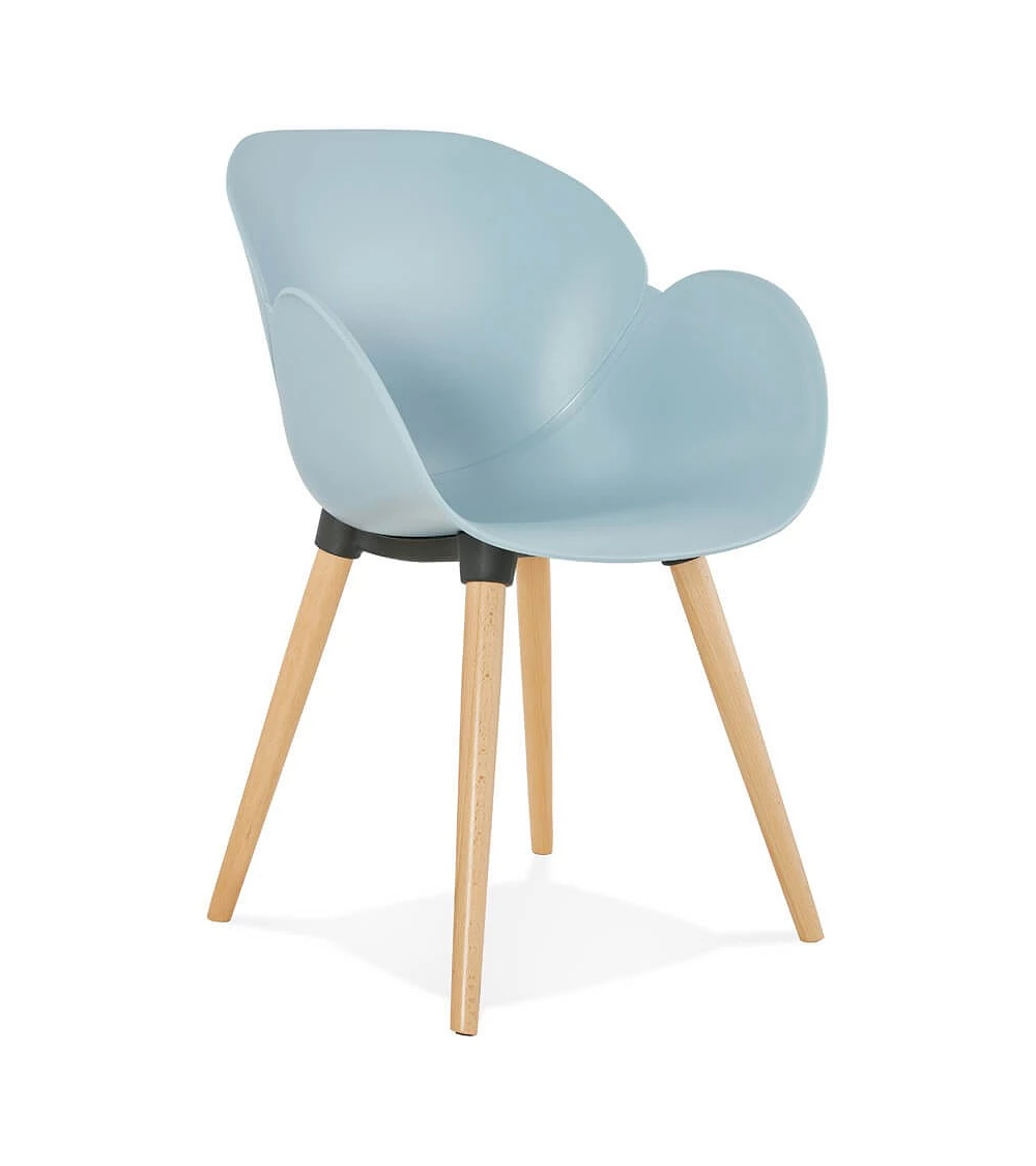 Chaise design SITIWEL Bois Hetre et poly Bleu