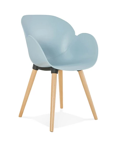 Chaise design SITIWEL Bois Hetre et poly Bleu