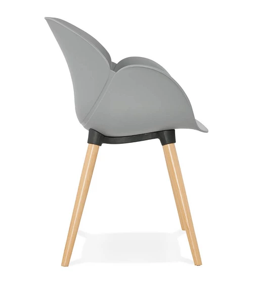 Chaise design SITIWEL Bois Hetre et poly Gris