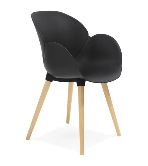 Chaise design SITIWEL Bois Hetre et poly Noir