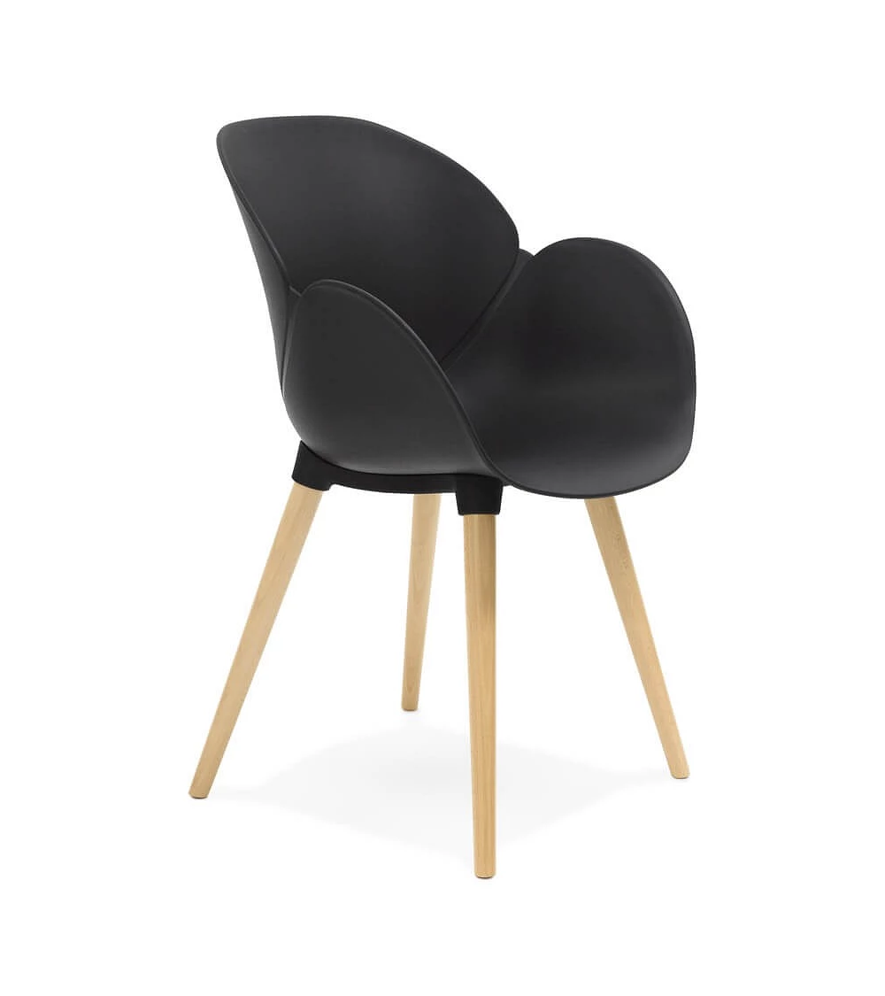 Chaise design SITIWEL Bois Hetre et poly Noir