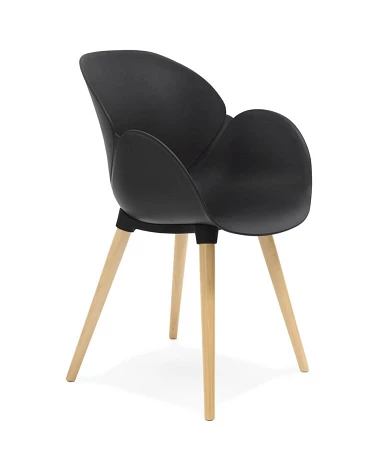 Chaise design SITIWEL Bois Hetre et poly Noir