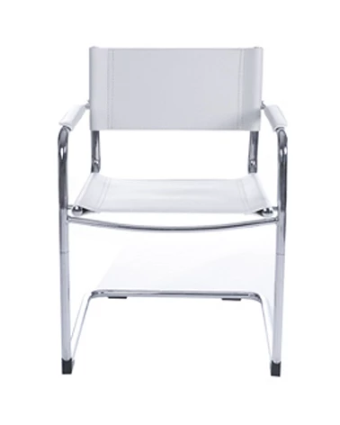 Chaise design métal Welcome similicuir blanc