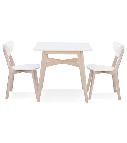 Table en bois massif STEFFIE couleur naturelle blanchi