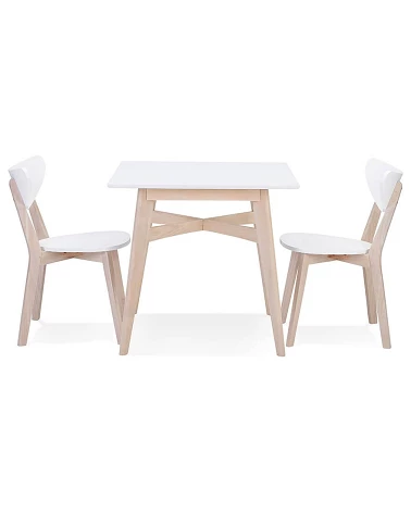 Table en bois massif STEFFIE couleur naturelle blanchi