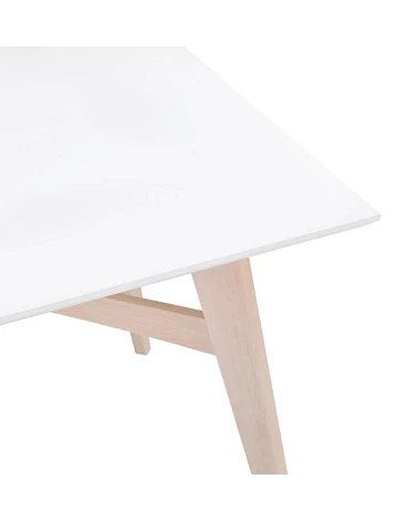 Table en bois massif STEFFIE couleur naturelle blanchi