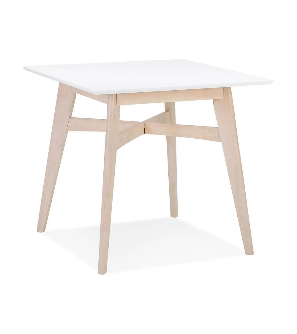 Table en bois massif STEFFIE couleur naturelle blanchi