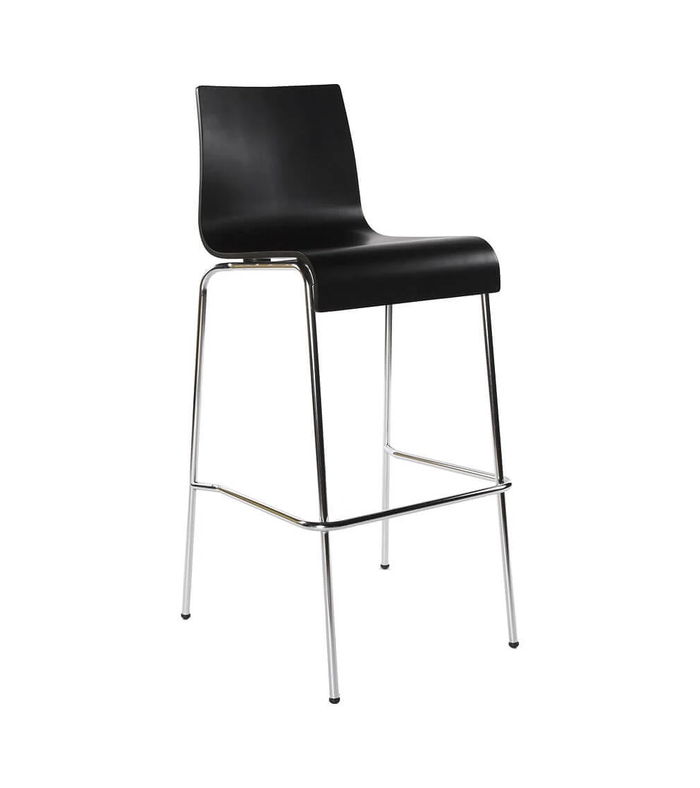 Chaise de bar design Cobe bois Noir et métal Chrome