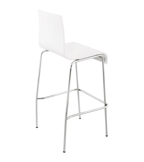 Chaise de bar design Cobe bois Blanc et métal Chrome