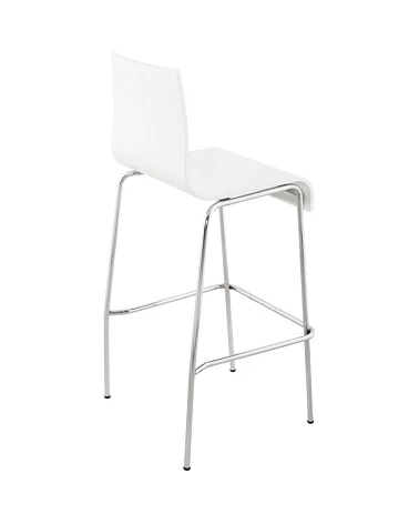 Chaise de bar design Cobe bois Blanc et métal Chrome