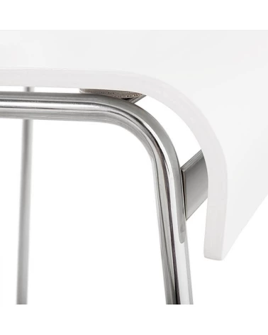 Chaise de bar design Cobe bois Blanc et métal Chrome