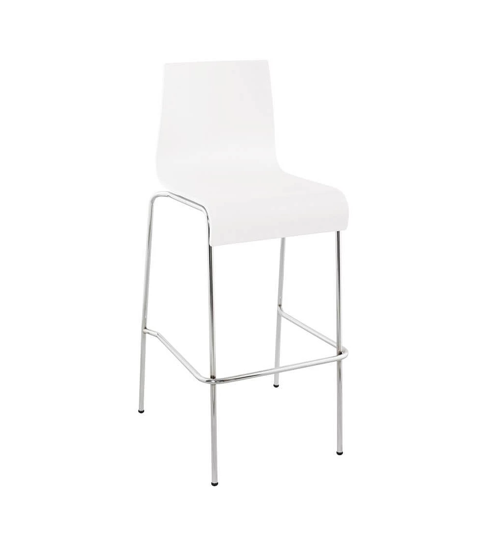 Chaise de bar design Cobe bois Blanc et métal Chrome