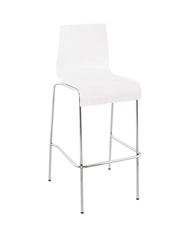 Chaise de bar design Cobe bois Blanc et métal Chrome