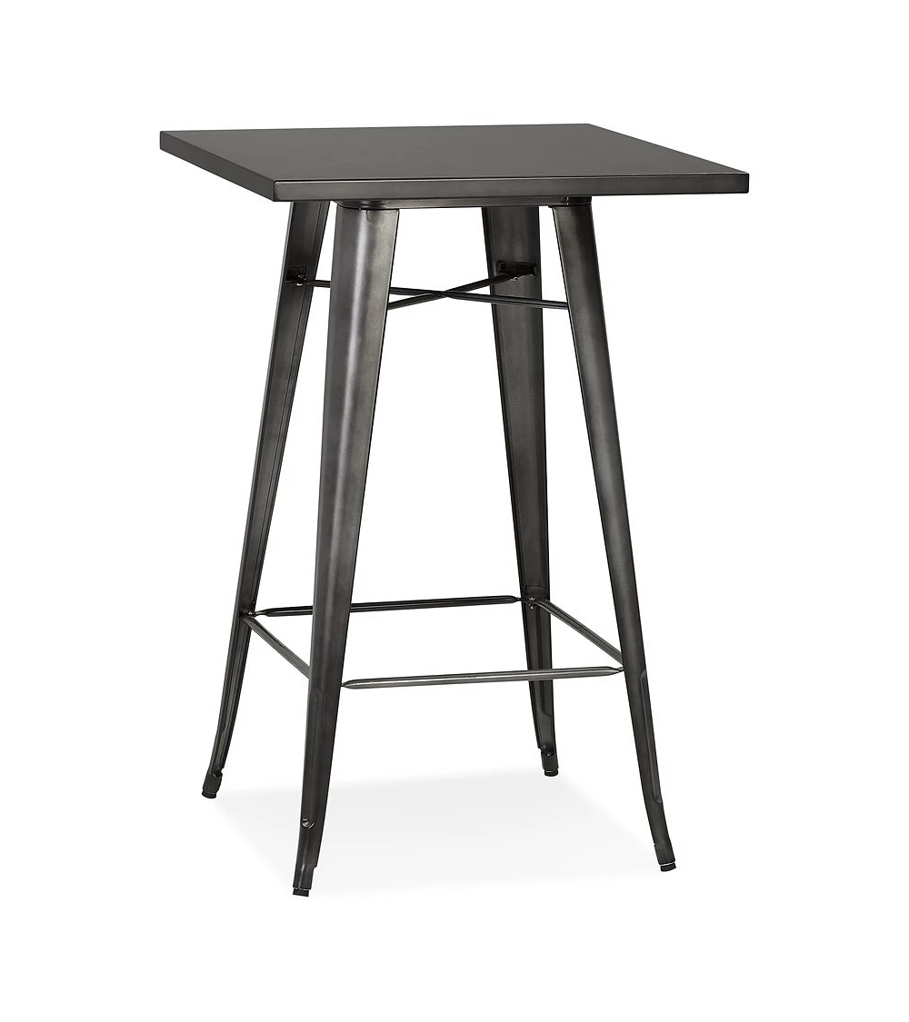 Table Bar style industriel métal FRANKLIN Pin Gris Foncé