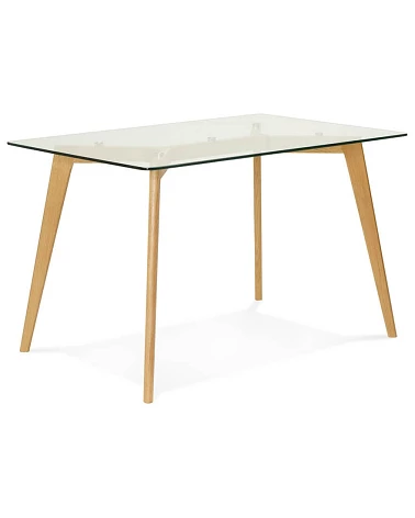 Table chene massif 120 'TONY' plateau verre trempe