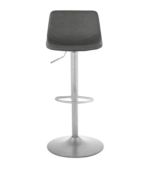 Tabouret de bar similicuir Gris Fonce 'OTENBA' pied chrome